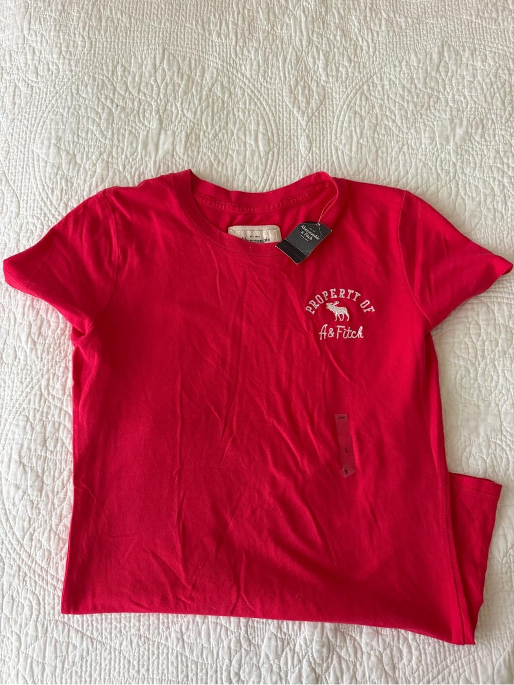 Abercrombie & Fitch Red Logo Short Sleeve Tee